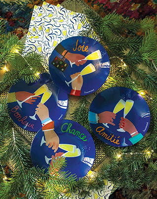 4 Assiettes Chance, Bonheur, Joie et Amitié