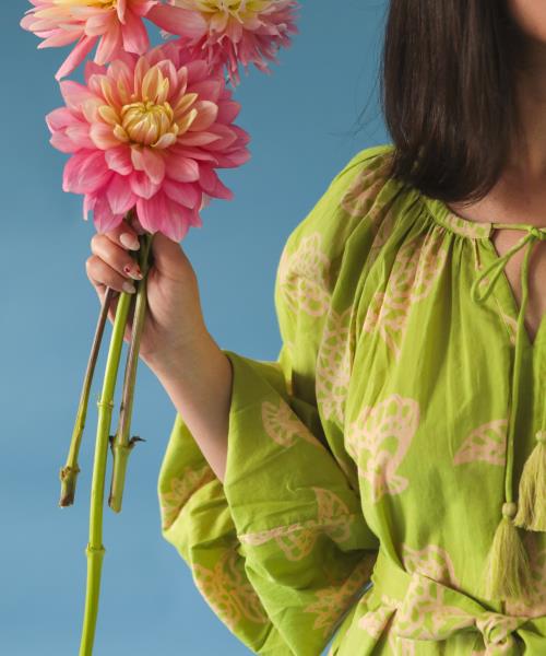 Anaëlle Long Dress in Coup de Soleil Print