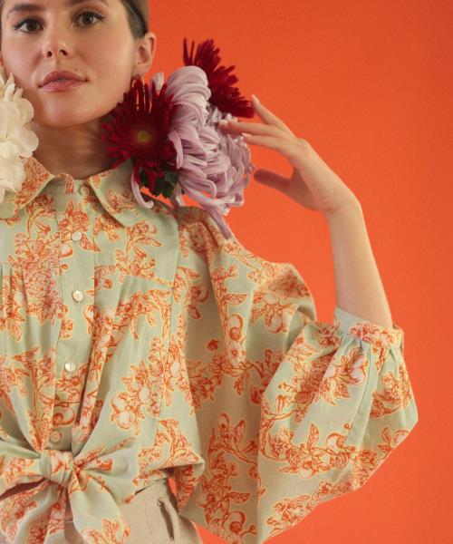 Top Sybille mit Toile d' Oranger Print