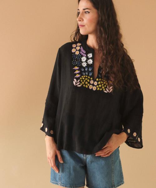 Blouse Doriane en gaze de coton broderie Mille Fleurs