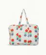 Sac en piqué de coton matelassé blanc imprimé Fleur Double