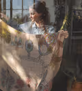 Grigris Fleuris wool shawl