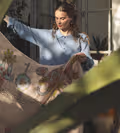 Grigris Fleuris wool shawl